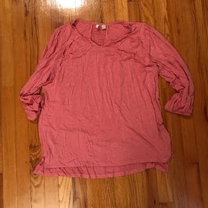 Cato lightweight long sleeve smock back detail tee